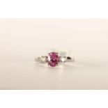 Pink Sapphire and Diamond Trilogy Ring, set with a