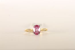 Pink Sapphire and Diamond Ring, set with a single