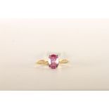 Pink Sapphire and Diamond Ring, set with a single