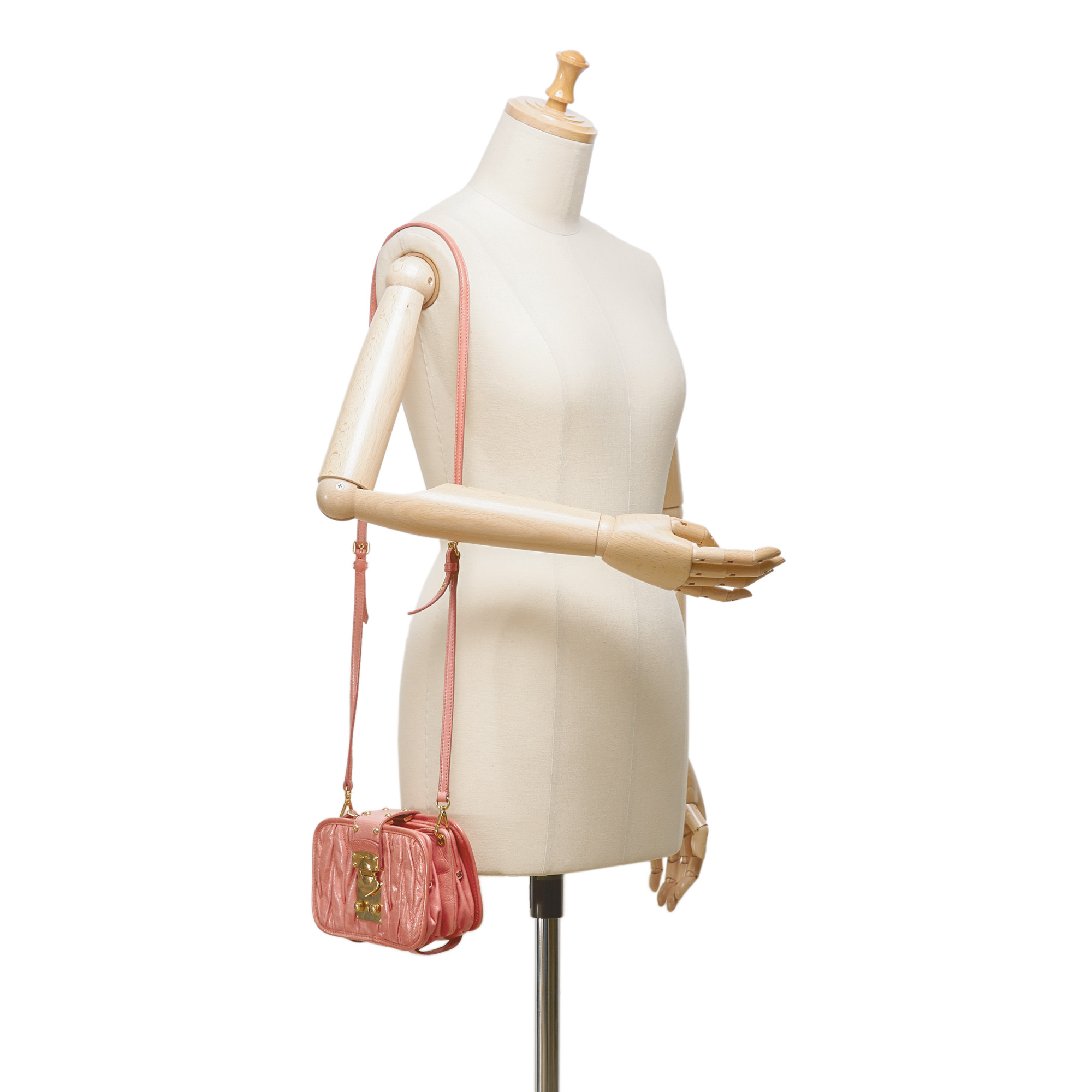 Miu Miu Gathered Leather Shoulder Bag, this shoulder bag features a gathered leather body, flat - Image 9 of 9