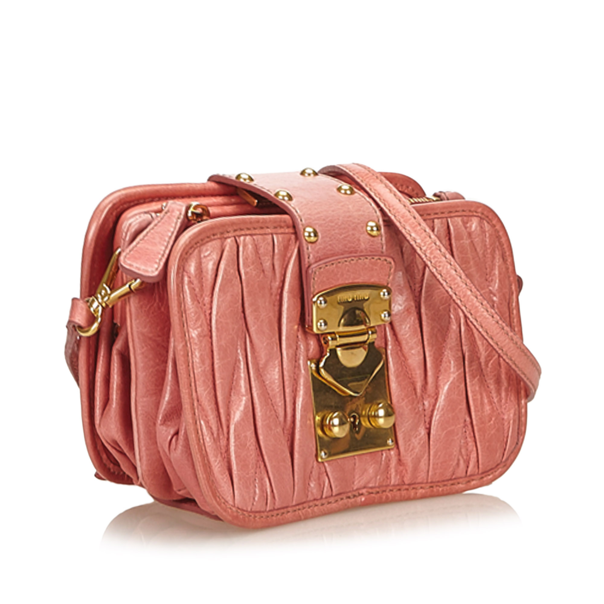 Miu Miu Gathered Leather Shoulder Bag, this shoulder bag features a gathered leather body, flat - Image 2 of 9