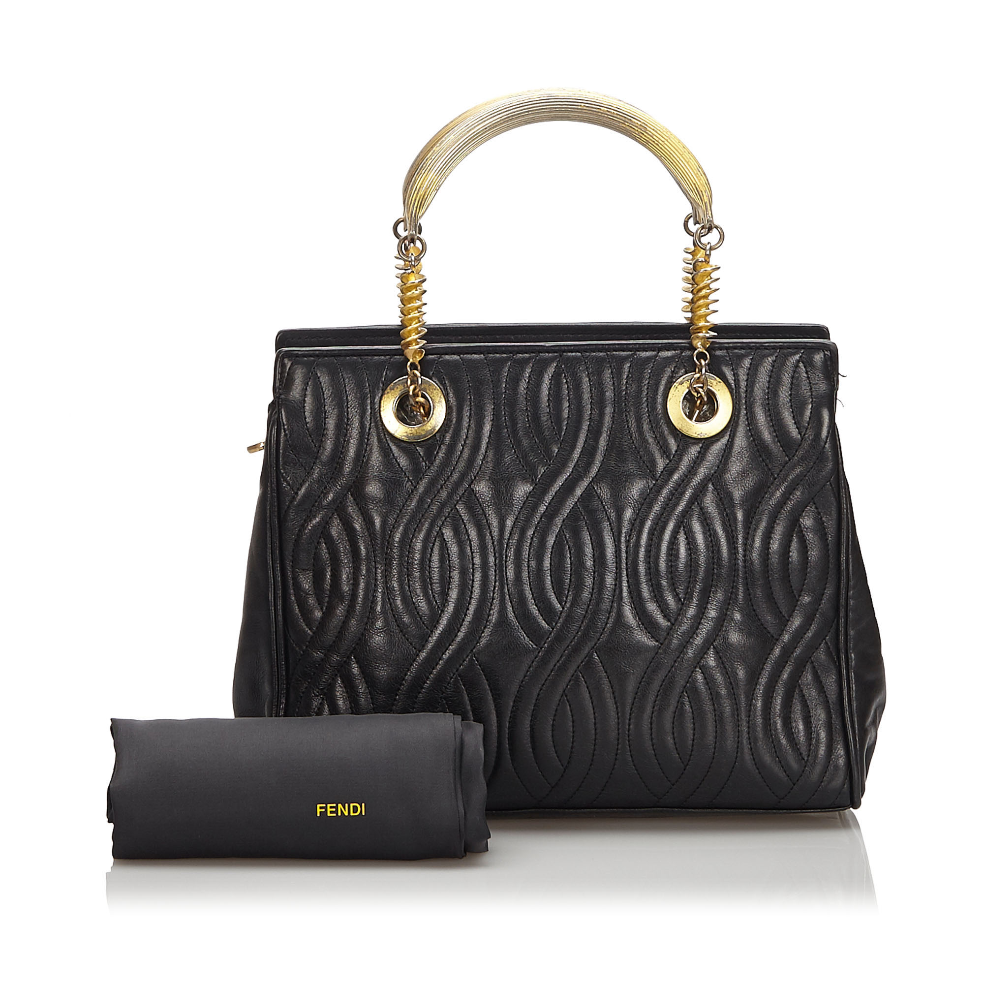 Fendi Quilted Leather Tote Bag, this tote bag features a quilted leather body, metal handles, a - Image 6 of 11