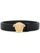 Versace Medusa Leather Belt, the Medusa belt features a leather body and a gold-tone hardware with a