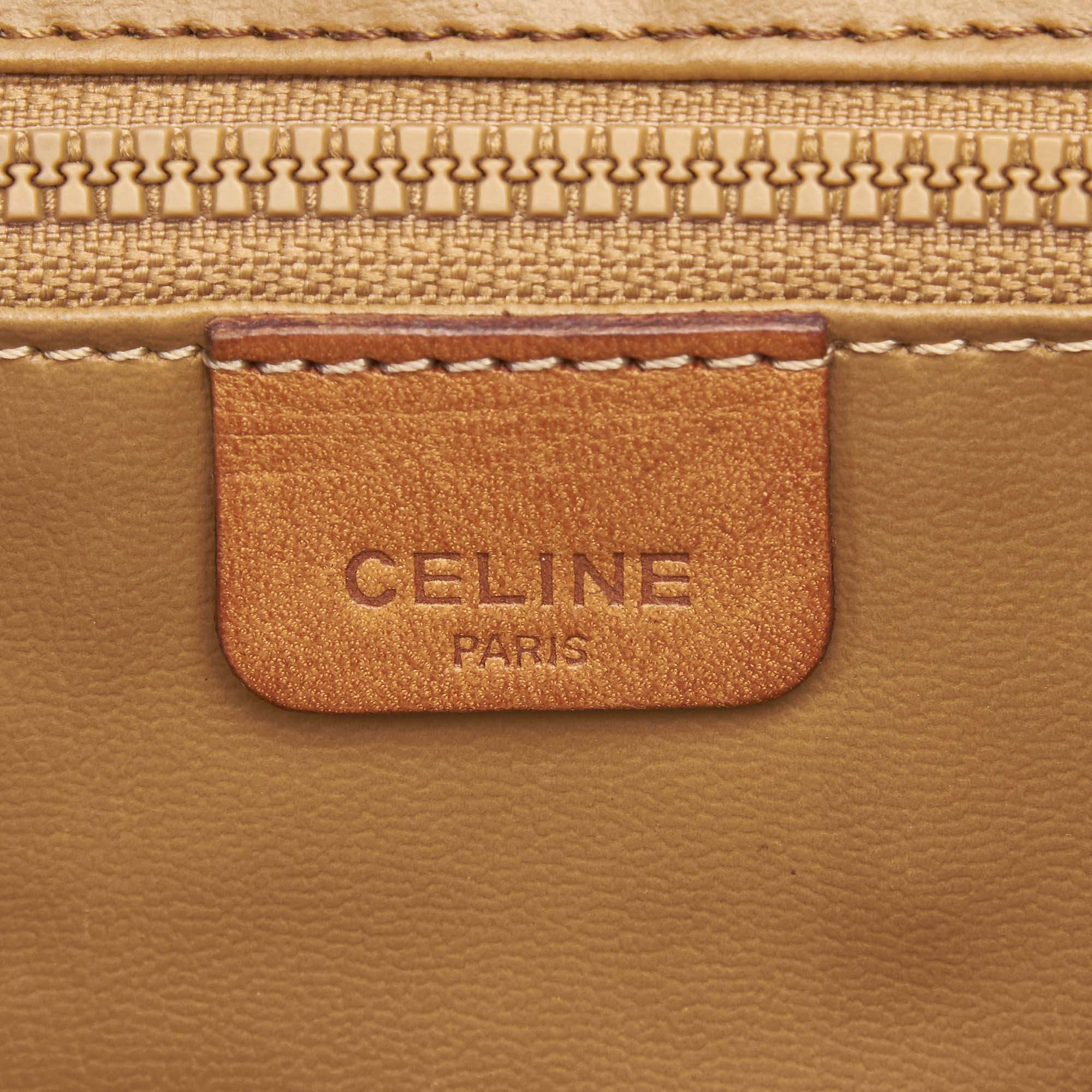 Celine Macadam Shoulder Bag, this shoulder bag features a PVC body, a flat leather strap, a top flap - Image 7 of 9