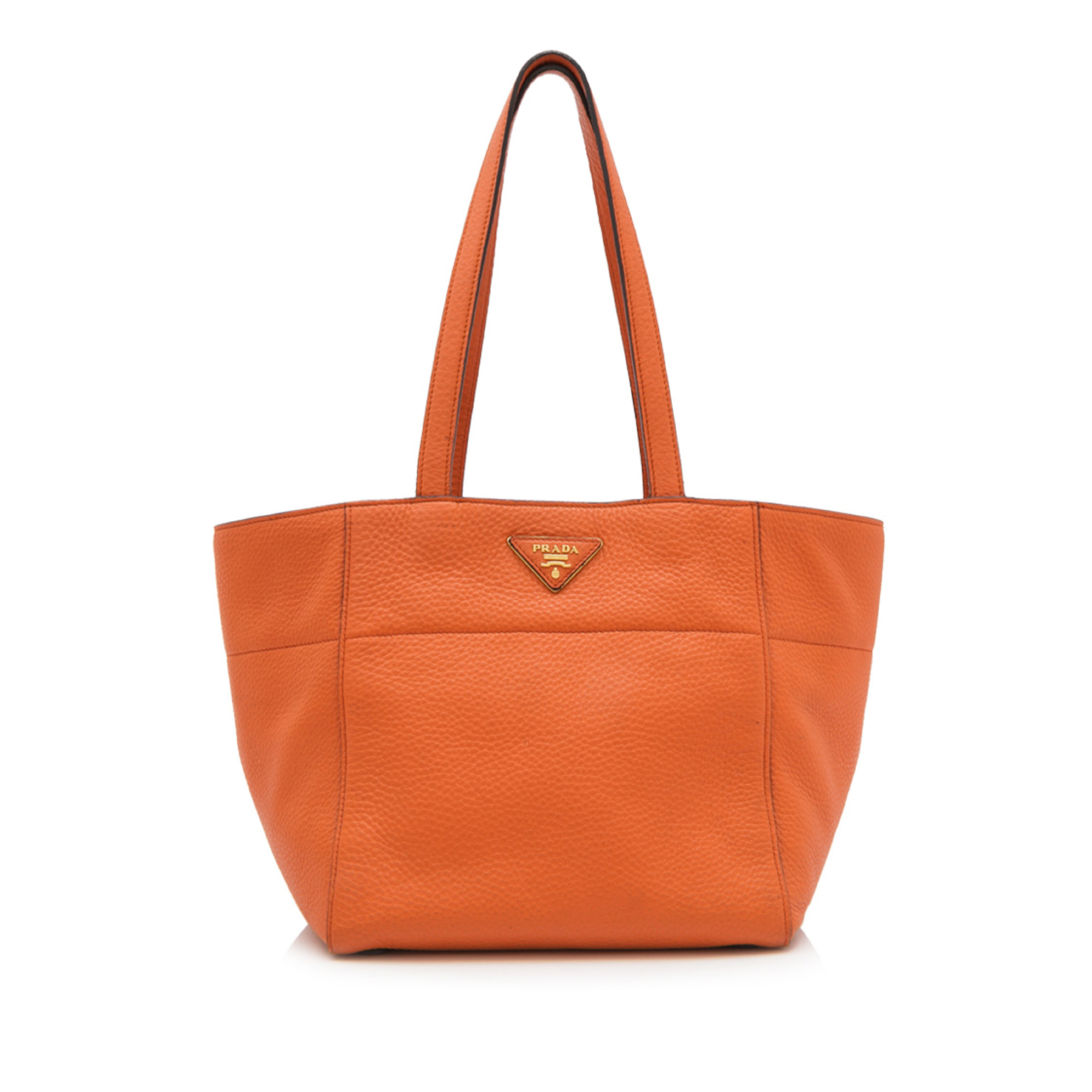 Prada Metallic Vitello Daino Leather Tote Bag, this tote bag features a vitello daino leather