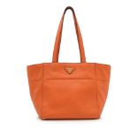 Prada Metallic Vitello Daino Leather Tote Bag, this tote bag features a vitello daino leather
