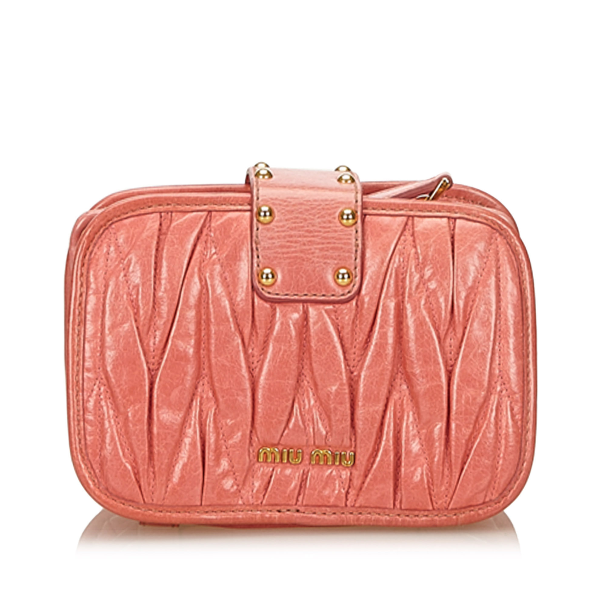 Miu Miu Gathered Leather Shoulder Bag, this shoulder bag features a gathered leather body, flat - Image 3 of 9