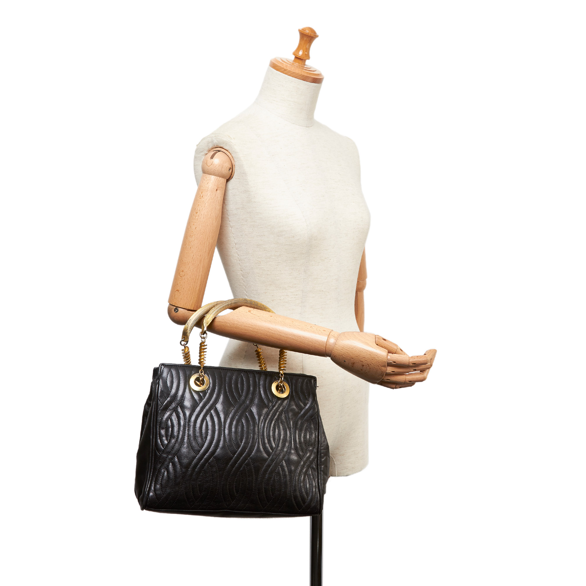 Fendi Quilted Leather Tote Bag, this tote bag features a quilted leather body, metal handles, a - Image 5 of 11