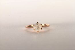 Diamond Solitaire Ring, set with a round brilliant cut diamond totalling 1.05ct, 6 claw set, stamped