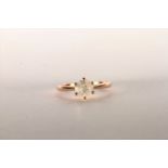 Diamond Solitaire Ring, set with a round brilliant cut diamond totalling 1.05ct, 6 claw set, stamped