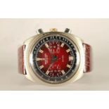 GENTLEMENS BREITLING DATORA CHRONOGRAPH WRISTWATCH, circular sunburst two tone red twin register