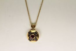 Asprey Pink and Blue Sapphire necklace, central pink sapphire set with blue sapphire detail,