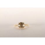 Champagne Diamond Ring, set with a round brilliant cut champagne diamond totalling 2.12ct, 4 claw