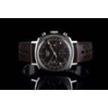 GENTLEMENS HEUER CAMARO CHRONOGRAPH WRISTWATCH, circular chocolate triple register dial with cream