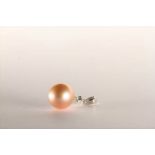 Pearl and Diamond Pendant, set with a pink South Sea Pearl, with a round brilliant cut Diamond 0.