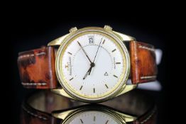 GENTLEMENS JAEGER-LECOULTRE MEMOVOX LIMITED EDITION OF 350, circular off white dial with gold hour