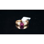 Victorian cabochon ruby dress ring, single cabochon cut ruby, approximately 5.3 x 4.7 x 4.2mm, set