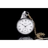 VINTAGE VERTEX REVUE POCKET WATCH CIRCA 1950-60, circular white dial with black roman numerals and a