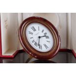 VINTAGE CARTIER DESK CLOCK W/ BOX, oval white dial with black roman numerals, black hands and