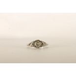 Diamond Ring, centre set with a round brilliant cut diamond, 8 claw set, diamond set shoulders,