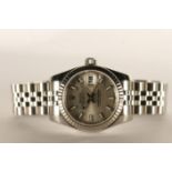LADIES ROLEX DATEJUST WRISTWATCH REF 179174, circular silver dial with applied hour markers, date at
