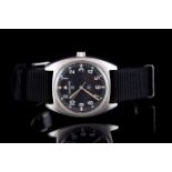 GENTLEMENS HAMILTON BRITISH MILITARY ISSUED WRISTWATCH, circular black tritium dial with white