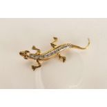 ***TO BE SOLD WITHOUT RESERVE - EX SHOP STOCK*** Diamond & Ruby Lizard Brooch, stamped 9ct yellow