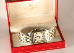 GENTLEMENS CARTIER PANTHERE 8395707875, square cream dial with roman numerals, date at 3 0'clock,