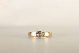 Diamond Solitaire Ring, set with a single round brilliant cut diamond, 8 claw set, 14ct yellow gold,
