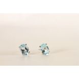 Pair of Blue Topaz Stud Earrings, 4 claw set, stamped sterling silver, butterfly backs.