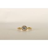 Diamond Solitaire Ring, set with a round cut diamond, claw set, 18ct yellow gold, finger size O.