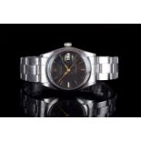 GENTLEMENS ROLEX OYSTERDATE PRECISION REF. 6694, circular black dial with gold hour markers and