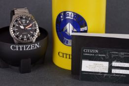 GENTLEMENS CITIZEN AUTOMATIC DAY DATE WRISTWATCH W/ BOX, circular black dial with lume hour