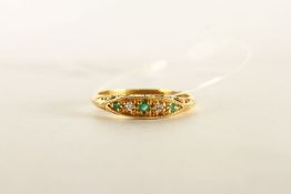 ***TO BE SOLD WITHOUT RESERVE - EX SHOP STOCK*** Emerald and Diamond Boat Ring, stamped 18ct