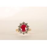 Ruby and Diamond Cluster Ring, total approximate Ruby weight 2.25ct, total approximate Diamond