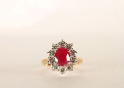 Ruby and Diamond Cluster Ring, total approximate Ruby weight 2.25ct, total approximate Diamond