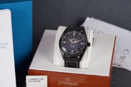 GENTLEMENS ETERNA KONTIKI AUTOMATIC WRISTWATCH W/ BOX & PAPERS, circular two tone black and grey