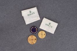 GROUP OF ROLEX DIALS INCL DATEJUST DIAMOND SET SPARE PARTS & HANDS, one champagne rolex datejust