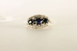 ***TO BE SOLD WITHOUT RESERVE - EX SHOP STOCK*** Sapphire and Diamond Ring, stamped 18ct yellow