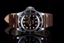 GENTLEMENS TUDOR OYSTER PRINCE SUBMARINER WRISTWATCH REF. 7928, circular black dial with pumpkin