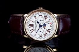 GENTLEMENS FREDERIQUE CONSTANT TRIPLE CALENDAR MOONPHASE WRISTWATCH, circular cream triple