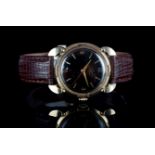 GENTLEMENS ULYSEE NARDIN CHRONOMETER WRISTWATCH, circular black gilt dial with gold hour markers and