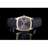 GENTLEMENS OMEGA AUTOMATIC DATE DE VILLE WRISTWATCH, rounded two tone dial with hour markers and