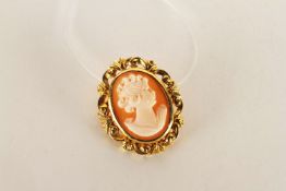 ***TO BE SOLD WITHOUT RESERVE - EX SHOP STOCK*** Cameo Brooch, stamped 9ct yellow gold, 23.5mm x
