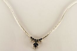 ***TO BE SOLD WITHOUT RESERVE - EX SHOP STOCK*** Sapphire and Diamond Necklace, stamped 18ct white
