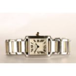 LADIES CARTIER TANK FRANCAISE WRISTWATCH 532618CD, square white dial with roman numerals, 20mm