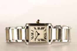 LADIES CARTIER TANK FRANCAISE WRISTWATCH 532618CD, square white dial with roman numerals, 20mm