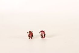Pair of Pink Tourmaline Stud Earrings, 4 claw set, stamped sterling silver, butterfly backs.