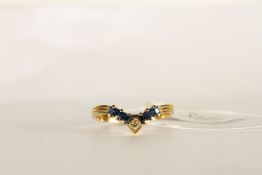 ***TO BE SOLD WITHOUT RESERVE - EX SHOP STOCK*** Sapphire and Diamond Wishbone Ring, 18ct yellow