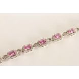 Pink Sapphire and Diamond Cluster Bracelet, total approximate pink sapphire weight 10.96 ct, total